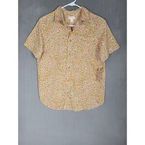Cat & Jack Boys Button Front Floral Print Short Sleeve Shirt Large 12/14